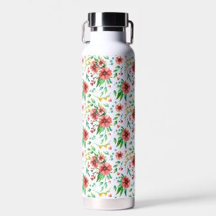 Hand Painted Pink Flowers Floral Pattern-23498 Water Bottle