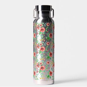 Hand Painted Pink Flowers Floral Pattern-23498 Water Bottle