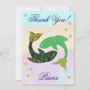 Hand-Painted Pisces Birthday Thank You Card