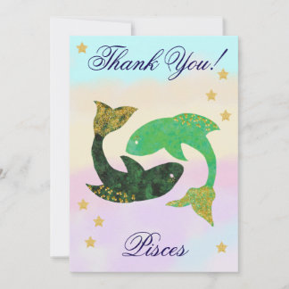 Hand-Painted Pisces Birthday Thank You Card