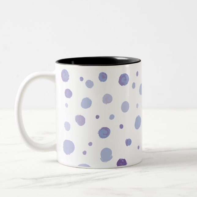 hand painted polka dots Two-Tone coffee mug (Left)