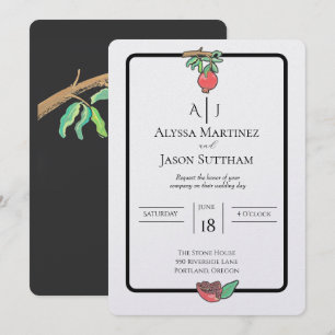 Hand-Painted Pomegranate Wedding Invitations