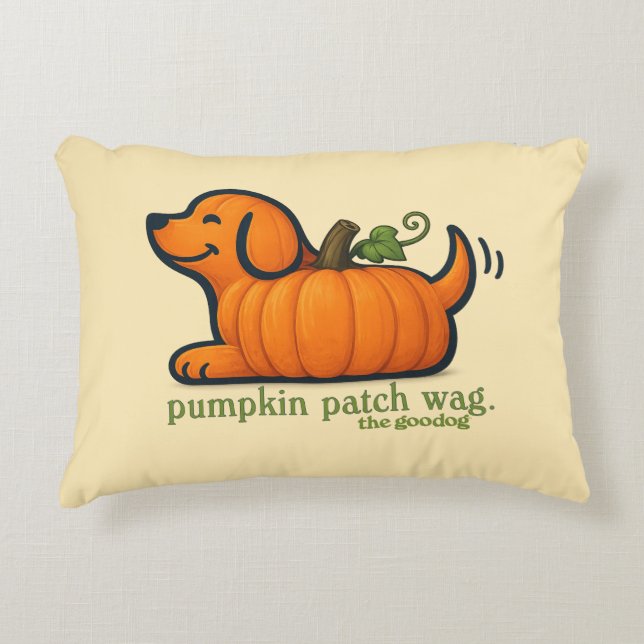 Hand Painted Pumpkin Dog Fall Decorative Cushion (Front)