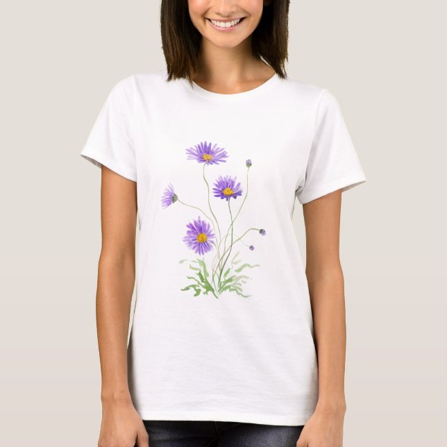 hand painted purple daisy bouquet T-Shirt (Front)