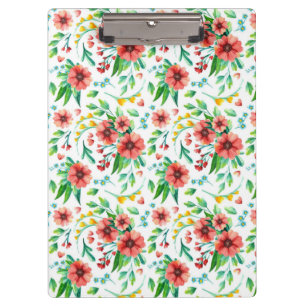 Hand Painted Red Flowers Floral Pattern-23498 Clipboard