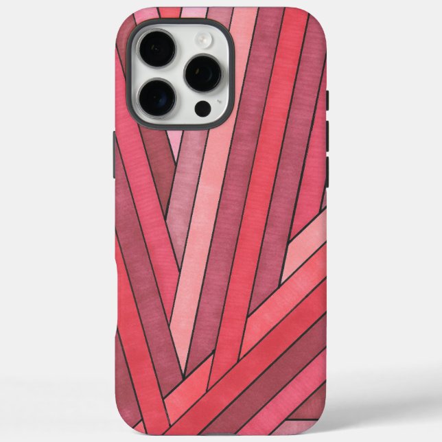 Hand Painted Red Geometric Stripe Design Case-Mate iPhone Case (Back)