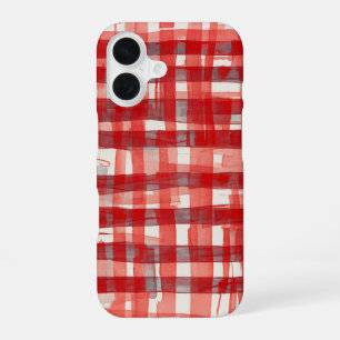 Hand-Painted Red Plaid Phone Case