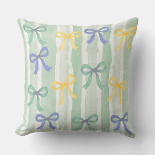 Hand-Painted Ribbon Pattern Pastel Bows Cushion