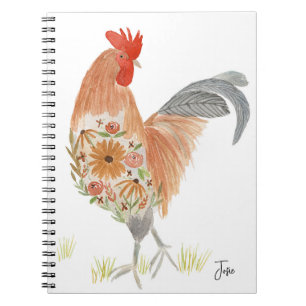 Hand painted rooster journal