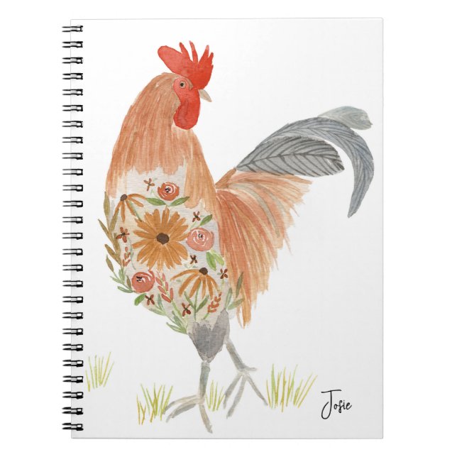 Hand painted rooster journal (Front)