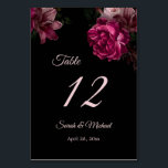 Hand Painted Roses Dark Moody Floral Wedding   Table Number<br><div class="desc">Fine art dark moody hand painted roses wedding table numbers card.</div>