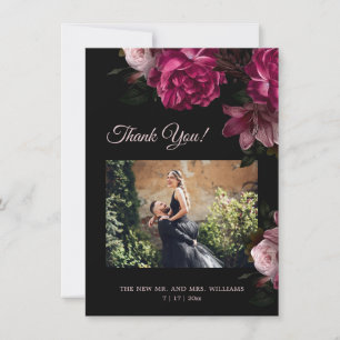Hand Painted Roses Dark Romantic Wedding  Thank You Card