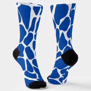 Hand-Painted Royal Blue & White Giraffe Spots Socks
