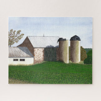 Hand painted Rustic Barn and Silo Scene Jigsaw Puzzle