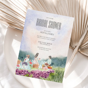 Hand painted rustic picnic bridal shower  invitation