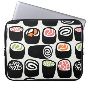 Hand painted seamless pattern with Asian food on v Laptop Sleeve