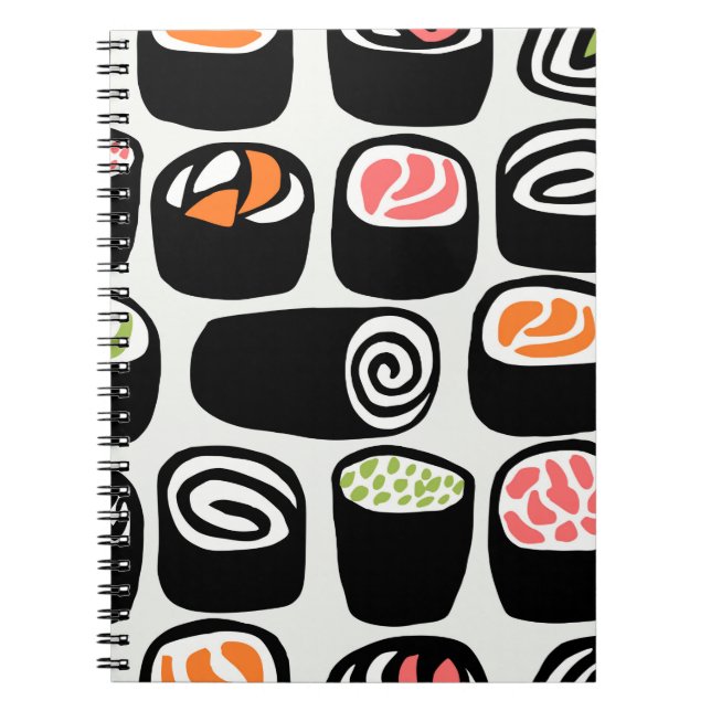 Hand painted seamless pattern with Asian food on v Notebook (Front)
