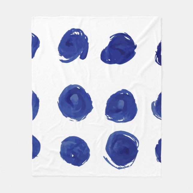 Hand painted seamless polka dots pattern fleece blanket (Front)