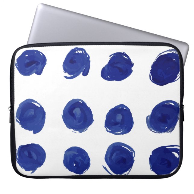 Hand painted seamless polka dots pattern laptop sleeve (Front)