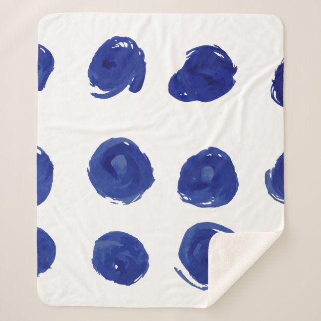 Hand painted seamless polka dots pattern sherpa blanket (Front)