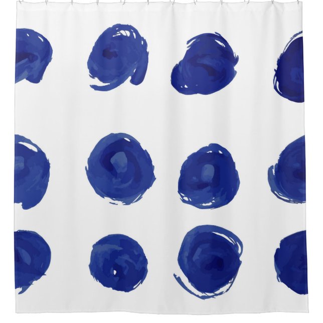 Hand painted seamless polka dots pattern shower curtain (Front)