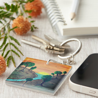  Hand painted serenity scene key chain