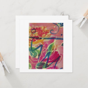 Hand-painted silk blank greeting card