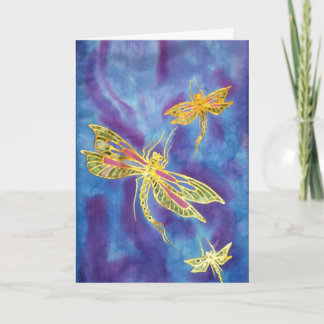 Hand Painted Silk Dragonfly Card