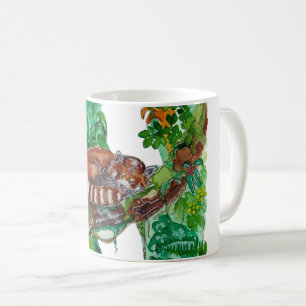 Hand Painted Sleeping Red Panda Watercolor Art Coffee Mug