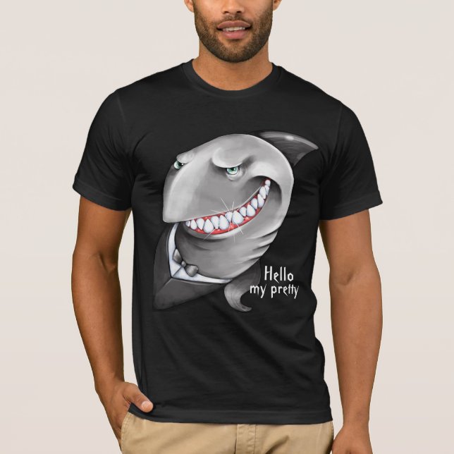 Hand painted Sly Shark (big smile, tuxedo) T-Shirt (Front)