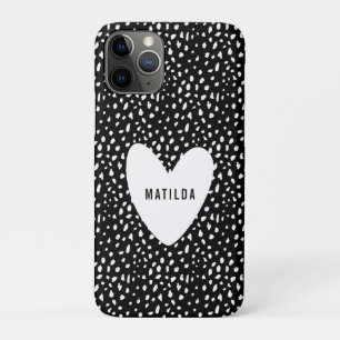 Hand painted spot and heart personalised iPhone 11 pro case