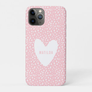 Hand painted spot and heart personalised iPhone 11 pro case