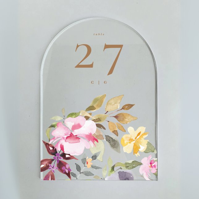 hand painted Spring Floral 5 x 7 Table Number (Creator Uploaded)