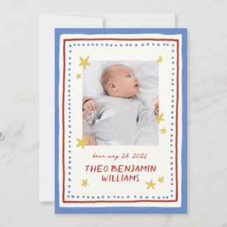 Hand-Painted Starry Photo Birth Announcement