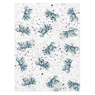 Hand painted steel blue Floral design Tablecloth