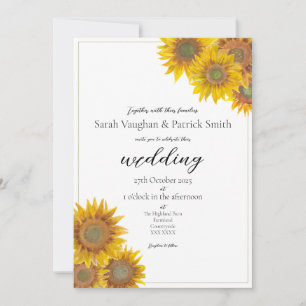 Hand Painted Sunflower Wedding Invitation
