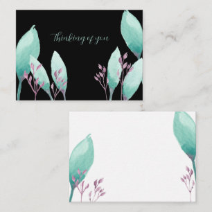 Hand Painted Teal Aqua Watercolor Botanical Custom Card