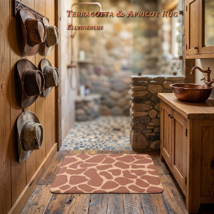 Hand-Painted Terracotta Apricot Giraffe Spots Bath Mat