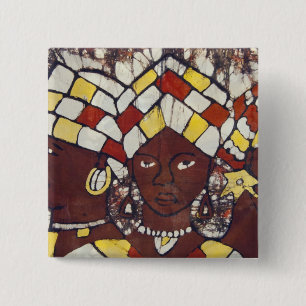 Hand painted textiles depicting every day 15 cm square badge