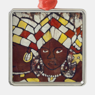 Hand painted textiles depicting every day metal ornament