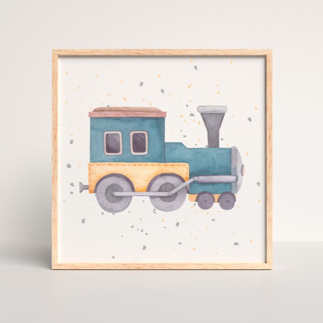 Hand Painted Train Baby Boy Nursery Poster (Creator Uploaded)