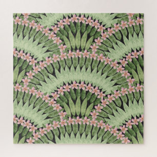 Hand Painted Tropical Flowers Pattern Jigsaw Puzzle