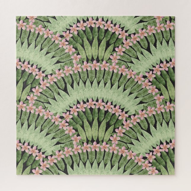Hand Painted Tropical Flowers Pattern Jigsaw Puzzle (Vertical)