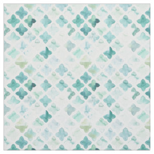 Hand Painted Turquoise Pattern Fabric