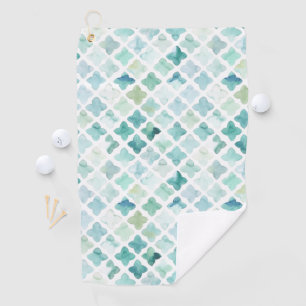 Hand Painted Turquoise Pattern Golf Towel