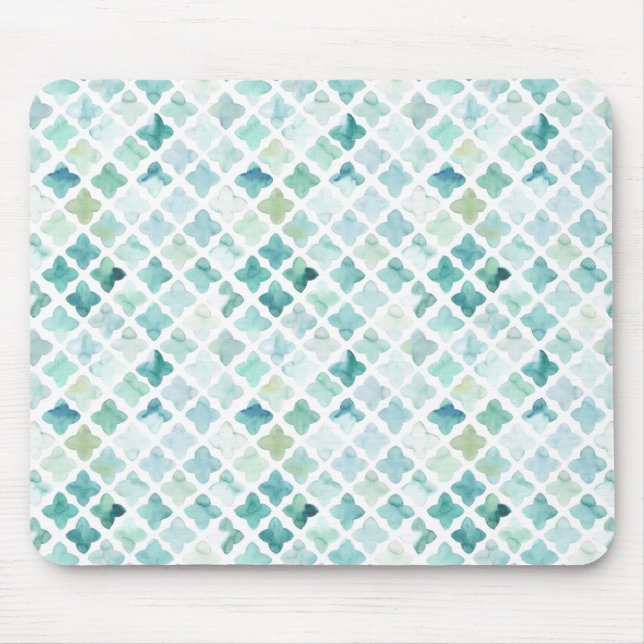 Hand Painted Turquoise Pattern Mouse Pad (Front)