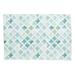Hand Painted Turquoise Pattern Pillowcase