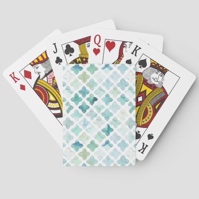 Hand Painted Turquoise Pattern Playing Cards (Back)
