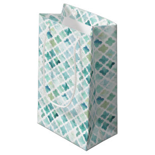 Hand Painted Turquoise Pattern Small Gift Bag