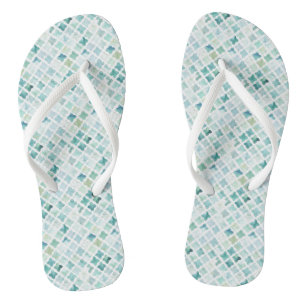 Hand Painted Turquoise Pattern Thongs